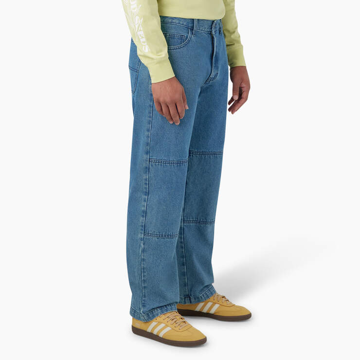 Loose Fit Double Knee Jeans - Stonewashed Vintage Blue (WVB) image number 4