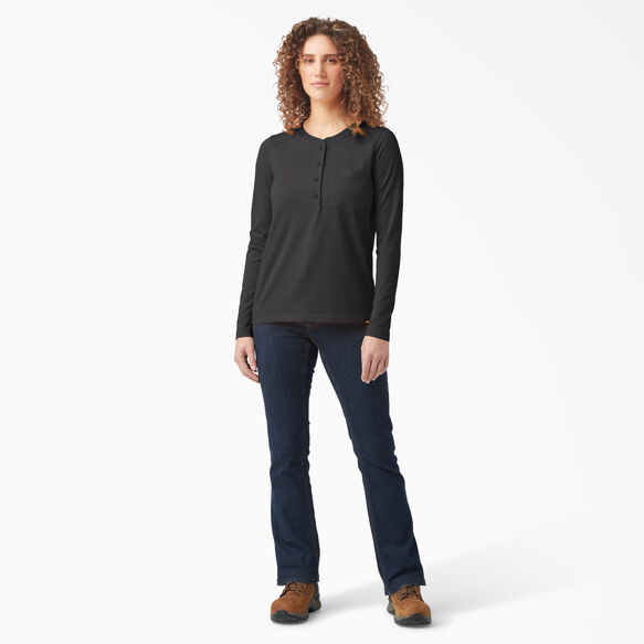 Women&#39;s Heavyweight Henley - Black &#40;KBK&#41;