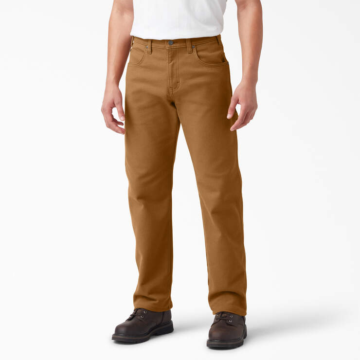 FLEX Lined Regular Fit Duck Carpenter Pants - Rinsed Brown Duck (RBD) image number 1