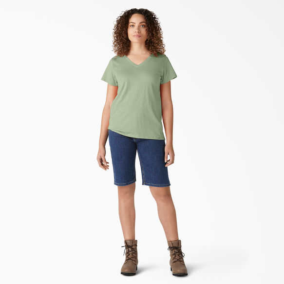 Women&#39;s Short Sleeve V-Neck T-Shirt - Celadon Green &#40;C2G&#41;