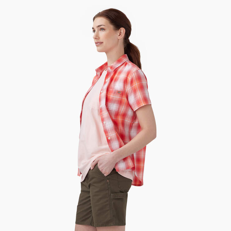 Women’s Plaid Woven Shirt - Coral Herringbone Plaid (RPR) image number 3
