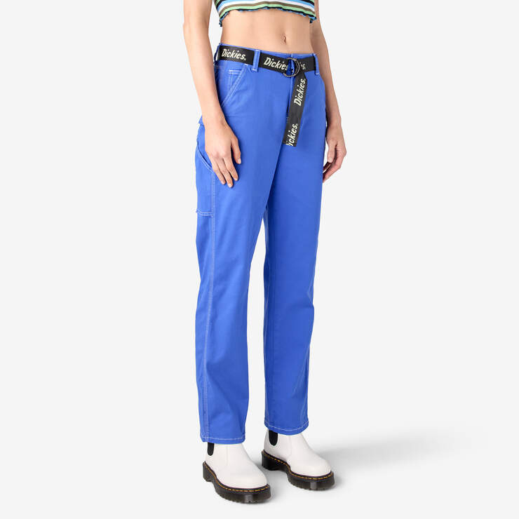 Women's Relaxed Fit Carpenter Pants - Satin Sky (SK2) image number 4