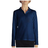 Girls' Long Sleeve Interlock Polo Shirt - Dark Navy (DN)
