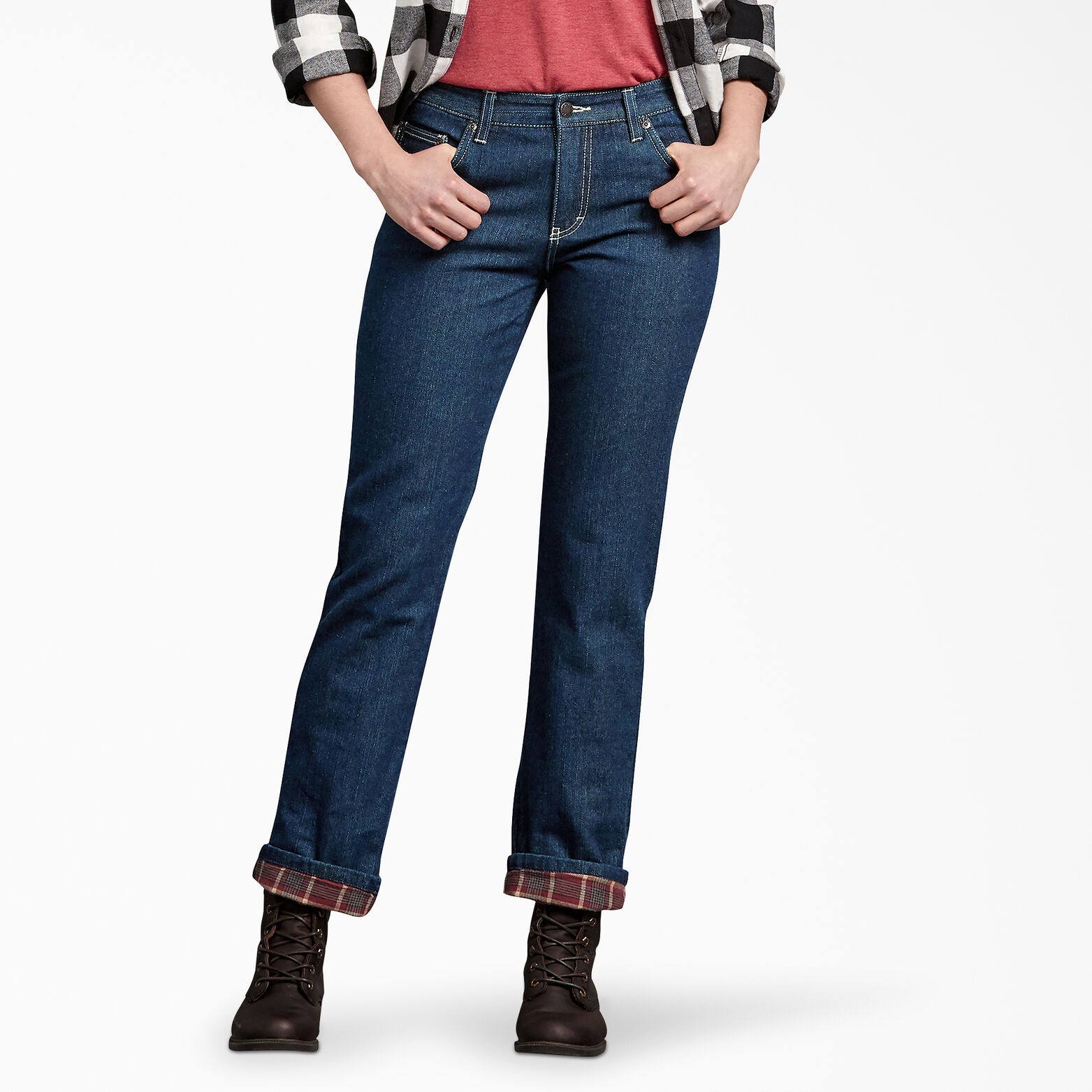 Women's Relaxed Fit Straight Leg Flannel Lined Denim Jeans | Womens ...