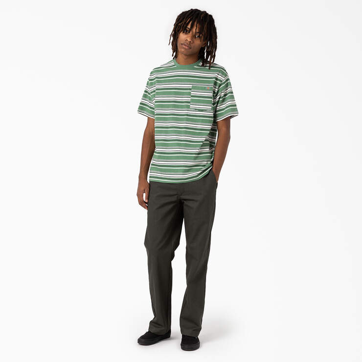 Relaxed Fit Striped Pocket T-Shirt - Dark Ivy Variegated Stripe (DSV) image number 3