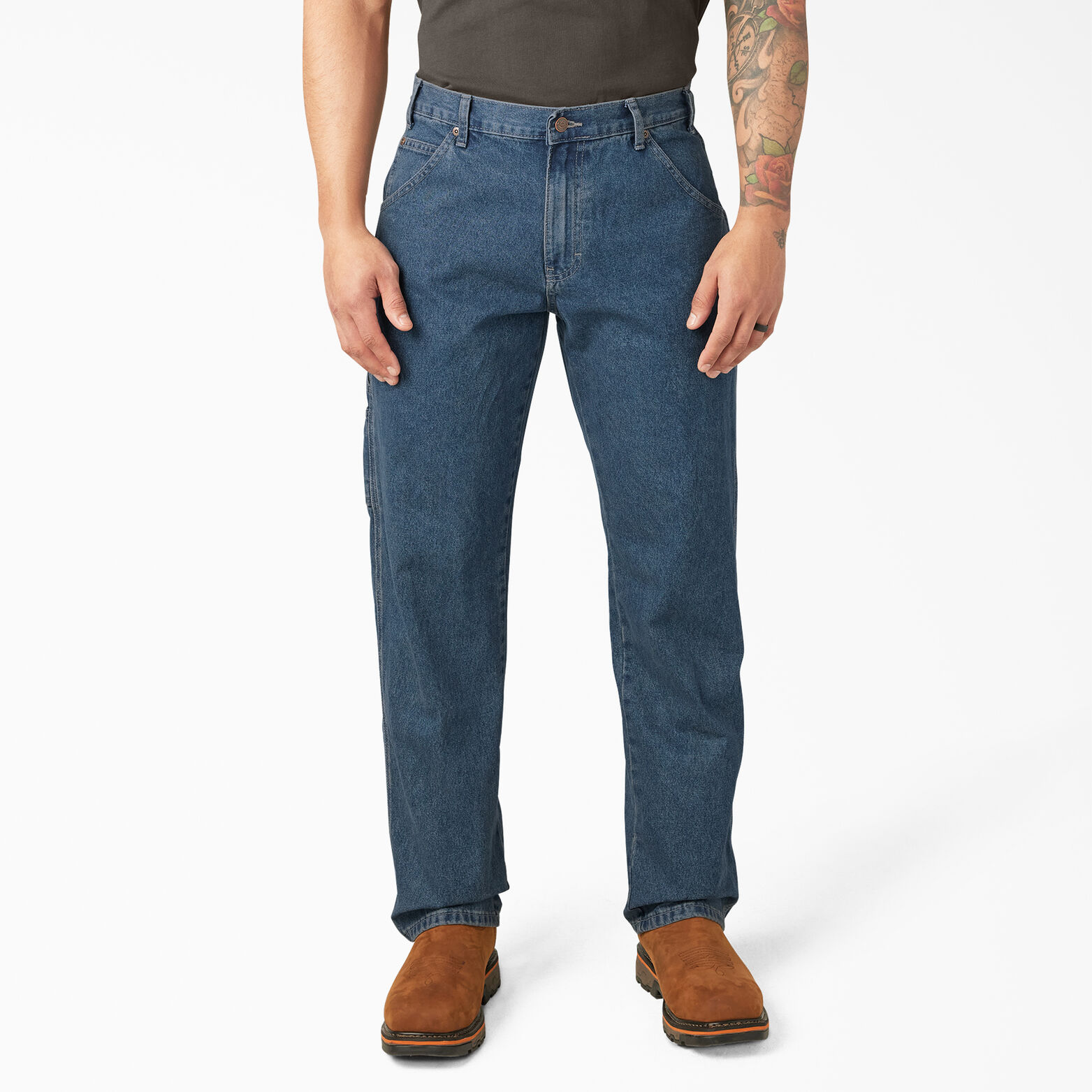 Relaxed Fit Stonewashed Carpenter Denim Jeans , Heritage Tinted Khaki ...