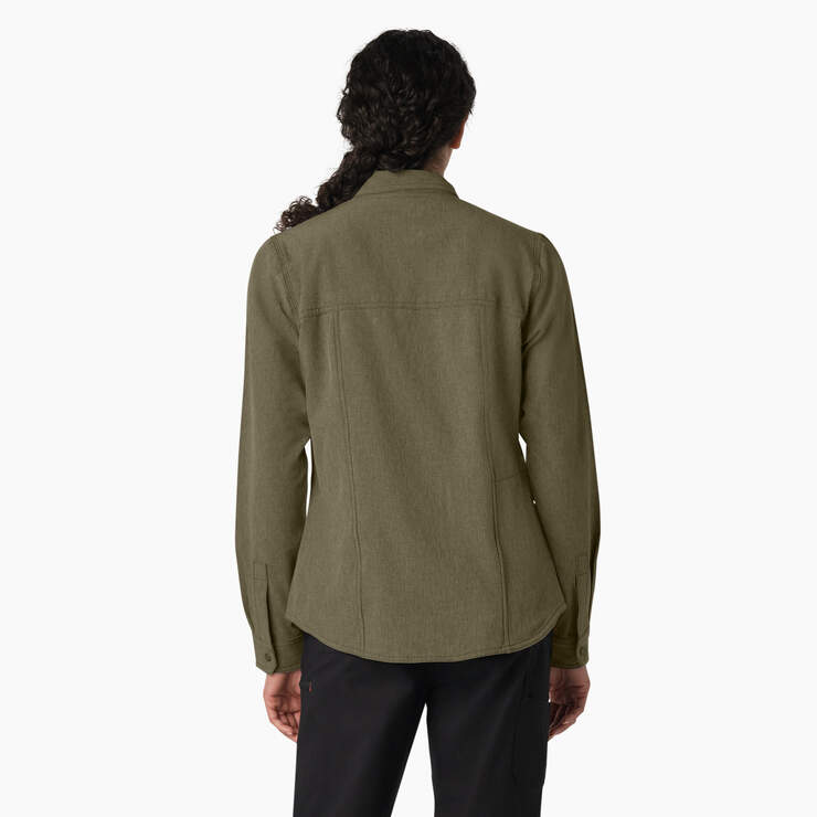 Women's Cooling Roll-Tab Work Shirt - Military Green Heather (MLD) image number 2
