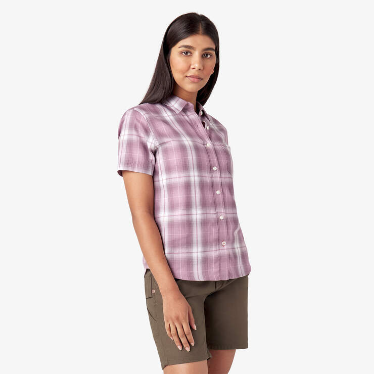 Women’s Plaid Woven Shirt - Lilac Herringbone Plaid (LPE) image number 4