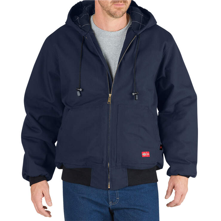 Flame-Resistant Insulated Duck Jacket with Hood - Navy Blue (NV) image number 1