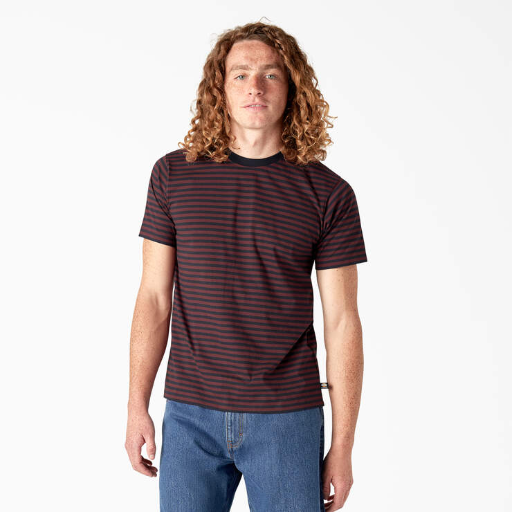 Dickies Skateboarding Striped T-Shirt - Fired Brick Stripe (SFB) image number 1