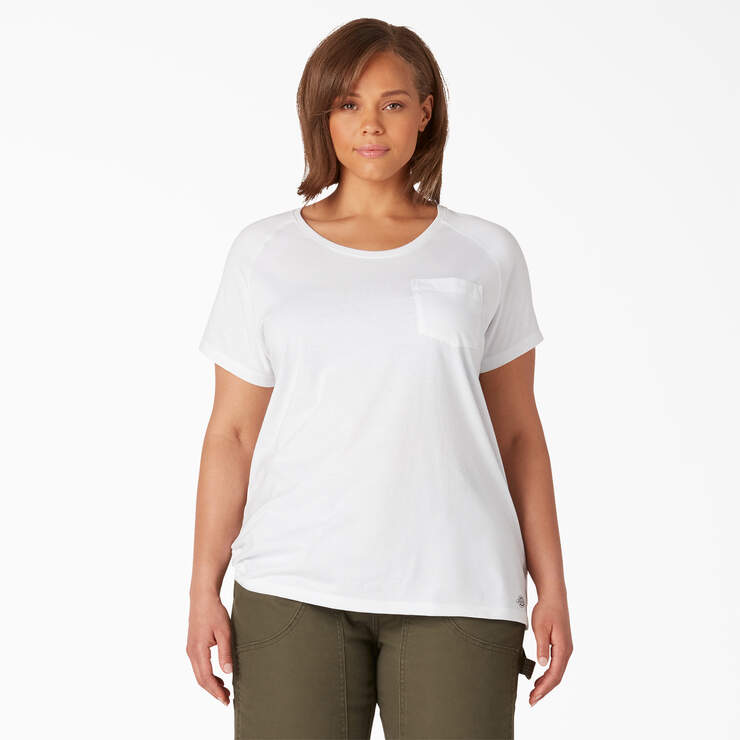 Women's Plus Cooling Short Sleeve Pocket T-Shirt - White (WH) image number 1