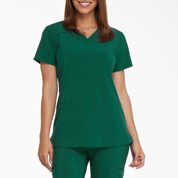 Women&#39;s EDS Essentials V-Neck Scrub Top - Hunter Green &#40;HTR&#41;