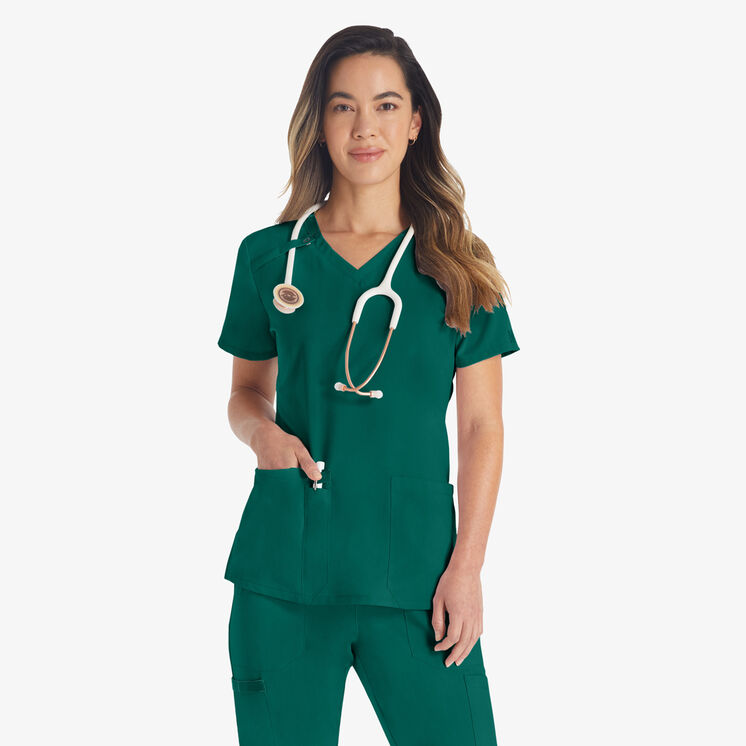 Women&#39;s EDS Essentials V-Neck Scrub Top - Hunter Green &#40;HTR&#41;
