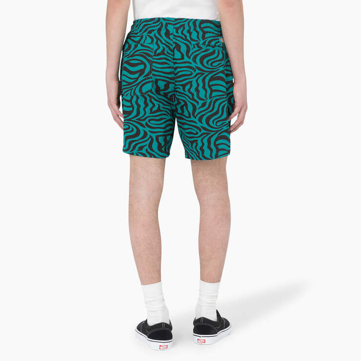 Zebra Print Modern Fit Drawstring Shorts, 6" - Apple Mint (AR2) image number 2