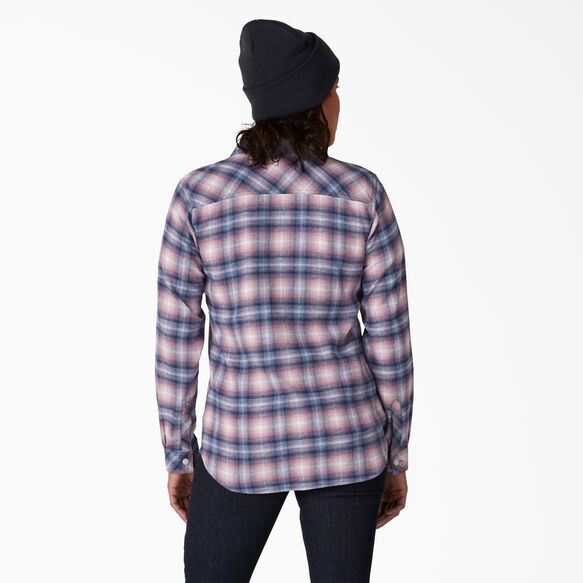 Women&#39;s Long Sleeve Plaid Flannel Shirt - Ombre Orchid &#40;RP2&#41;