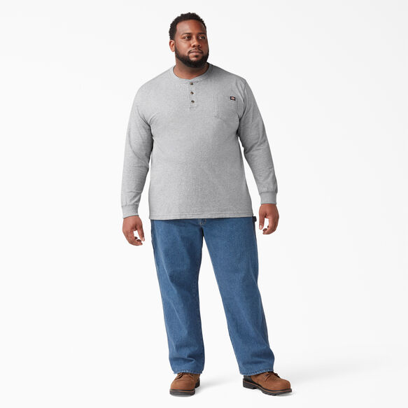 Heavyweight Long Sleeve Henley T-Shirt - Heather Gray &#40;HG&#41;