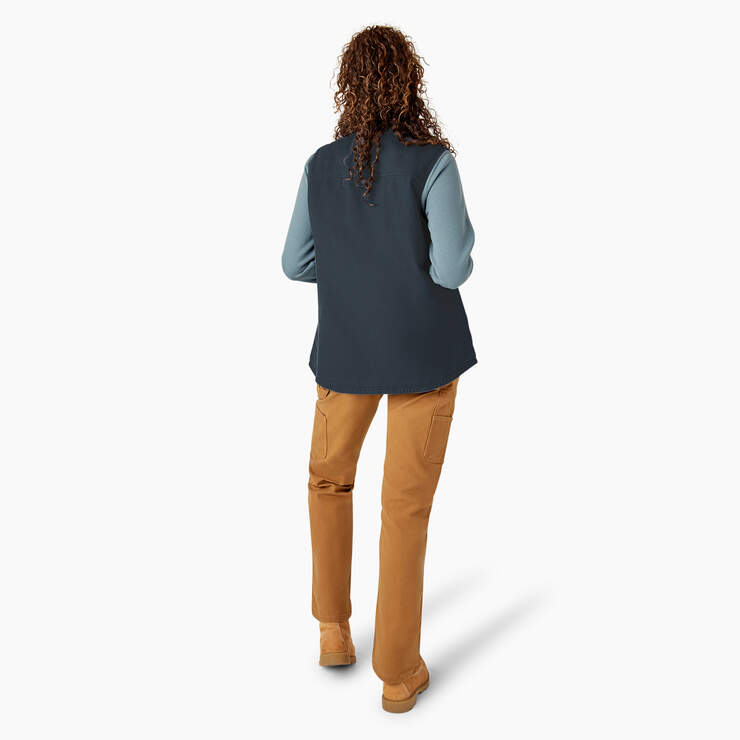 Women's Fleece Lined Duck Canvas Vest - Rinsed Diesel Gray (RYG) image number 6