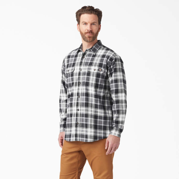 FLEX Long Sleeve Flannel Shirt - Charcoal/Black Plaid (A2F) image number 1