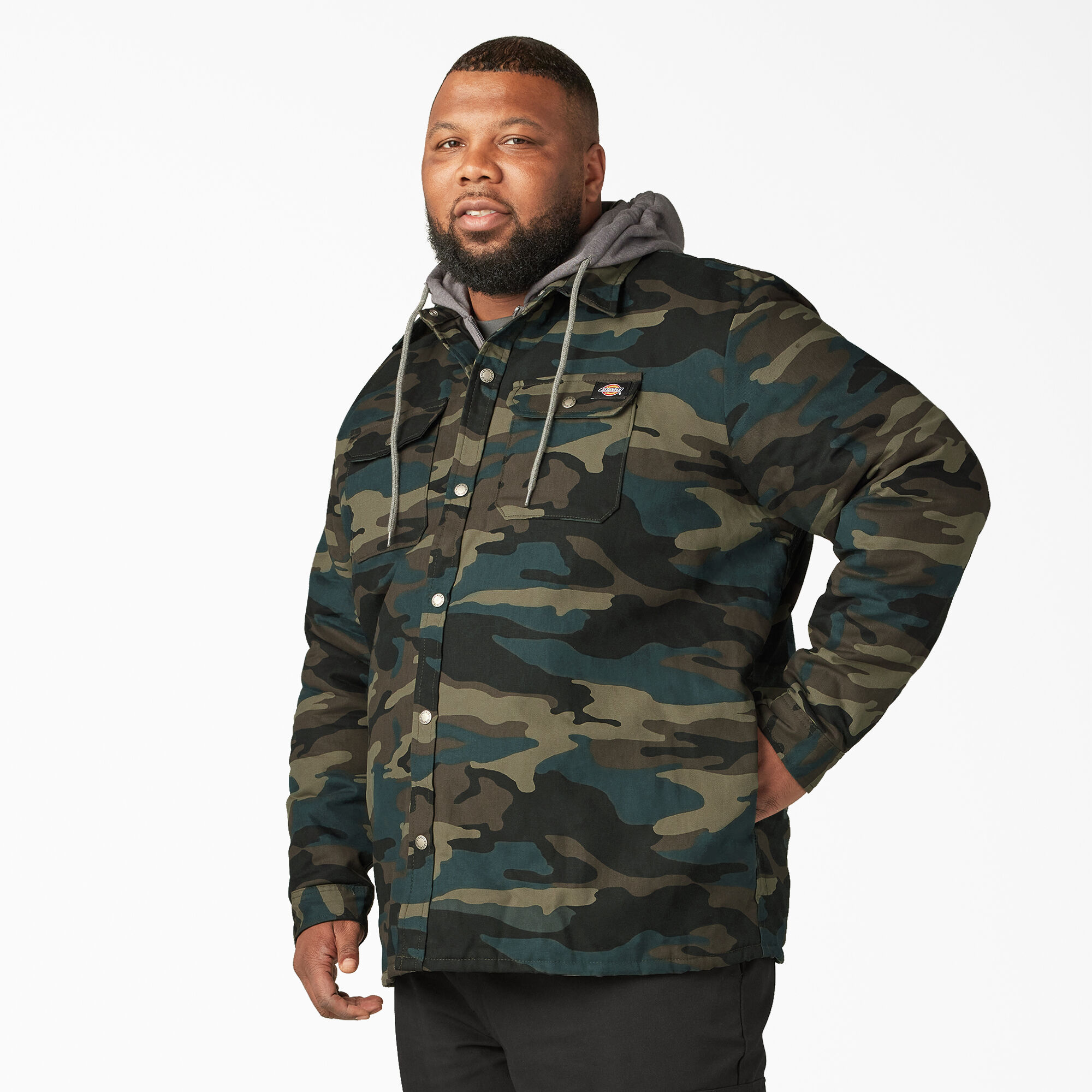 Men's Water Repellent Duck Hooded Shirt Jacket - Dickies US
