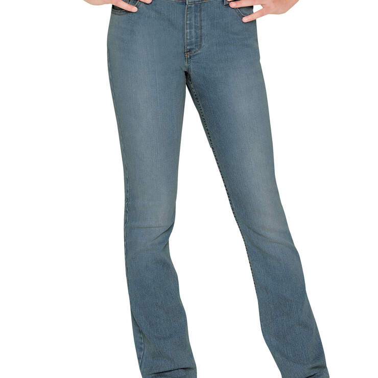 Girls' Slim Fit Strech Bootcut Denim Jeans, 4-6X - Bleached Stonewashed Blue (BST) image number 1