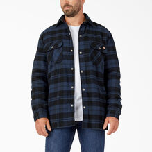 High Pile Fleece Lined Flannel Shirt Jacket with Hydroshield - Ink Navy Plaid &#40;OP1&#41;
