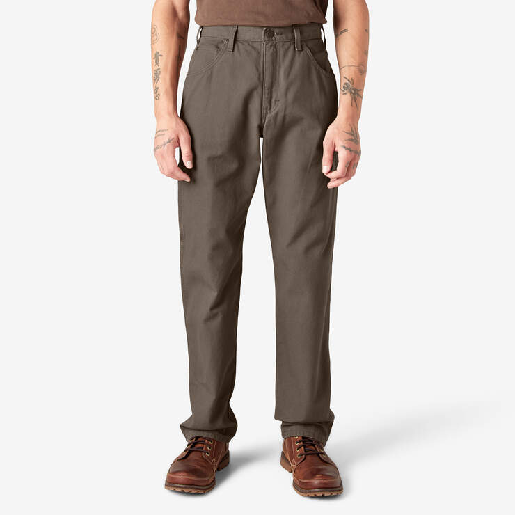 Relaxed Fit Heavyweight Duck Carpenter Pants - Rinsed Mushroom (RMR1) image number 1