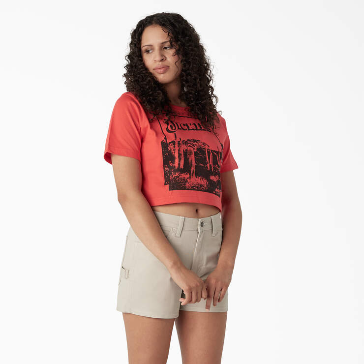 Women's Desert Graphic Cropped T-Shirt - Bittersweet (BW2) image number 1