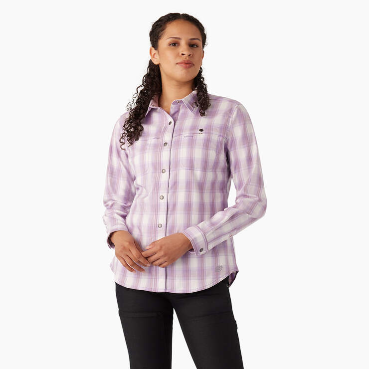Women's Cooling Roll-Tab Work Shirt - Purple Rose Hillside Plaid (A2D) image number 1