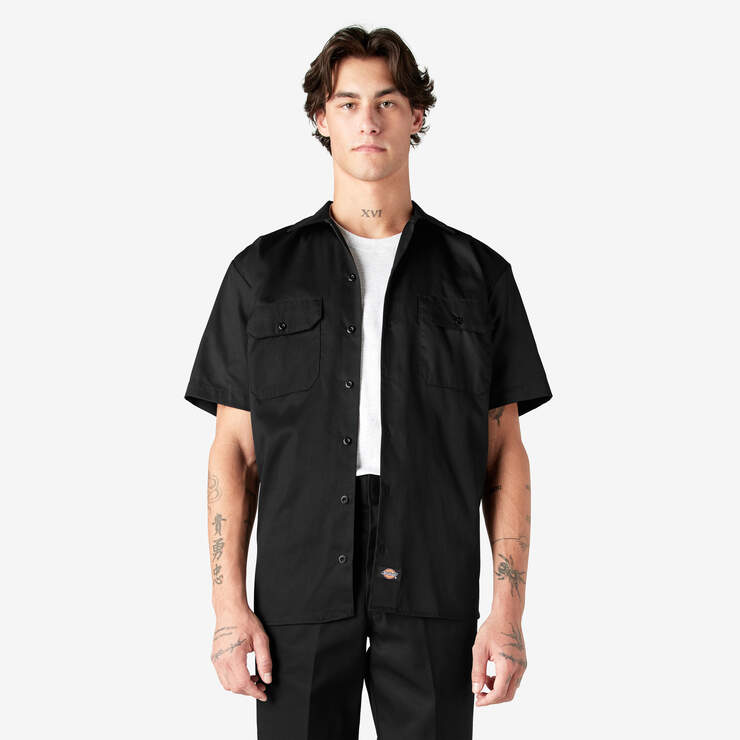 Short Sleeve Work Shirt - Black (BK) image number 1