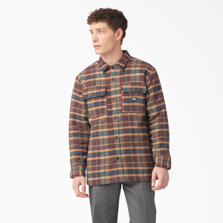Flannel Quilted Lined Shirt Jacket - Brown Gingerbread Ivy Plaid &#40;RPG&#41;