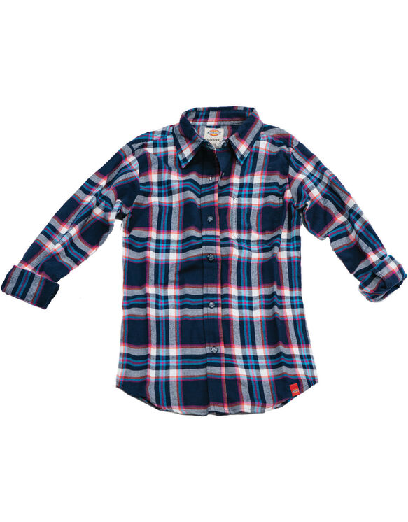 Girls Long Sleeve Flannel Shirt - BLACK IRIS/TEXAS TOPEZ PLAID (IZP)