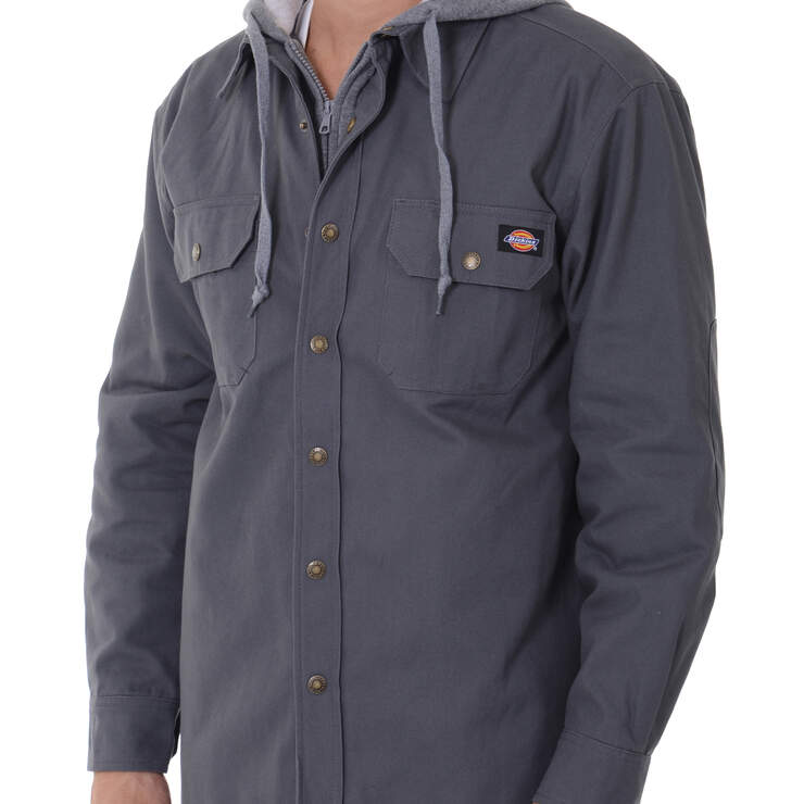 Hooded Canvas Shirt Jacket - Charcoal Gray (CH) image number 1
