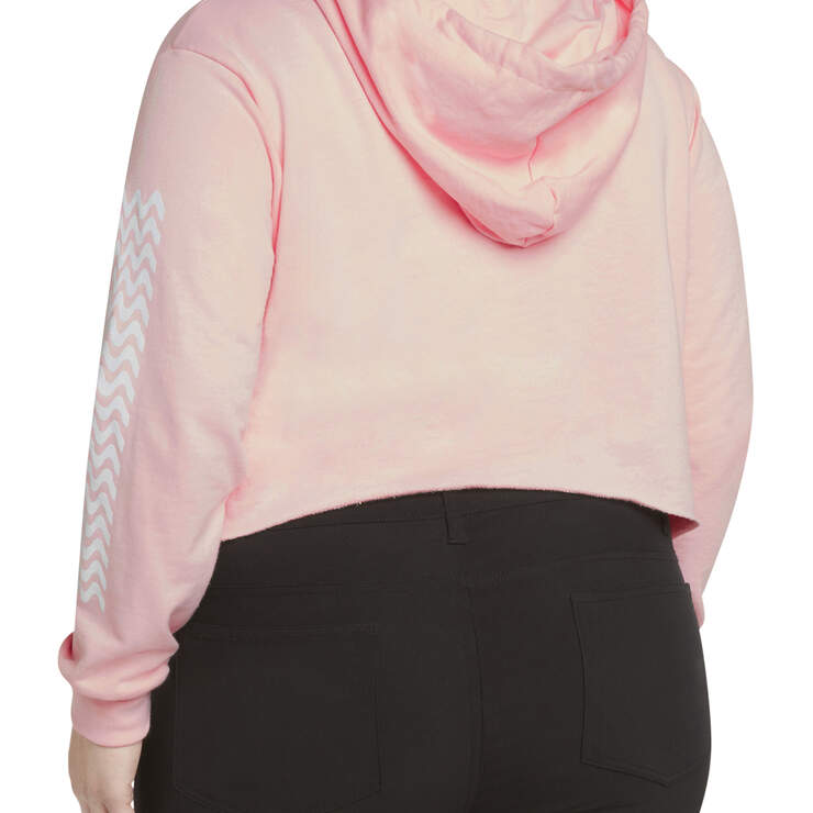 Dickies Girl Juniors' Plus Tread Sleeve Cropped Fleece Hoodie - Pink (PK) image number 2