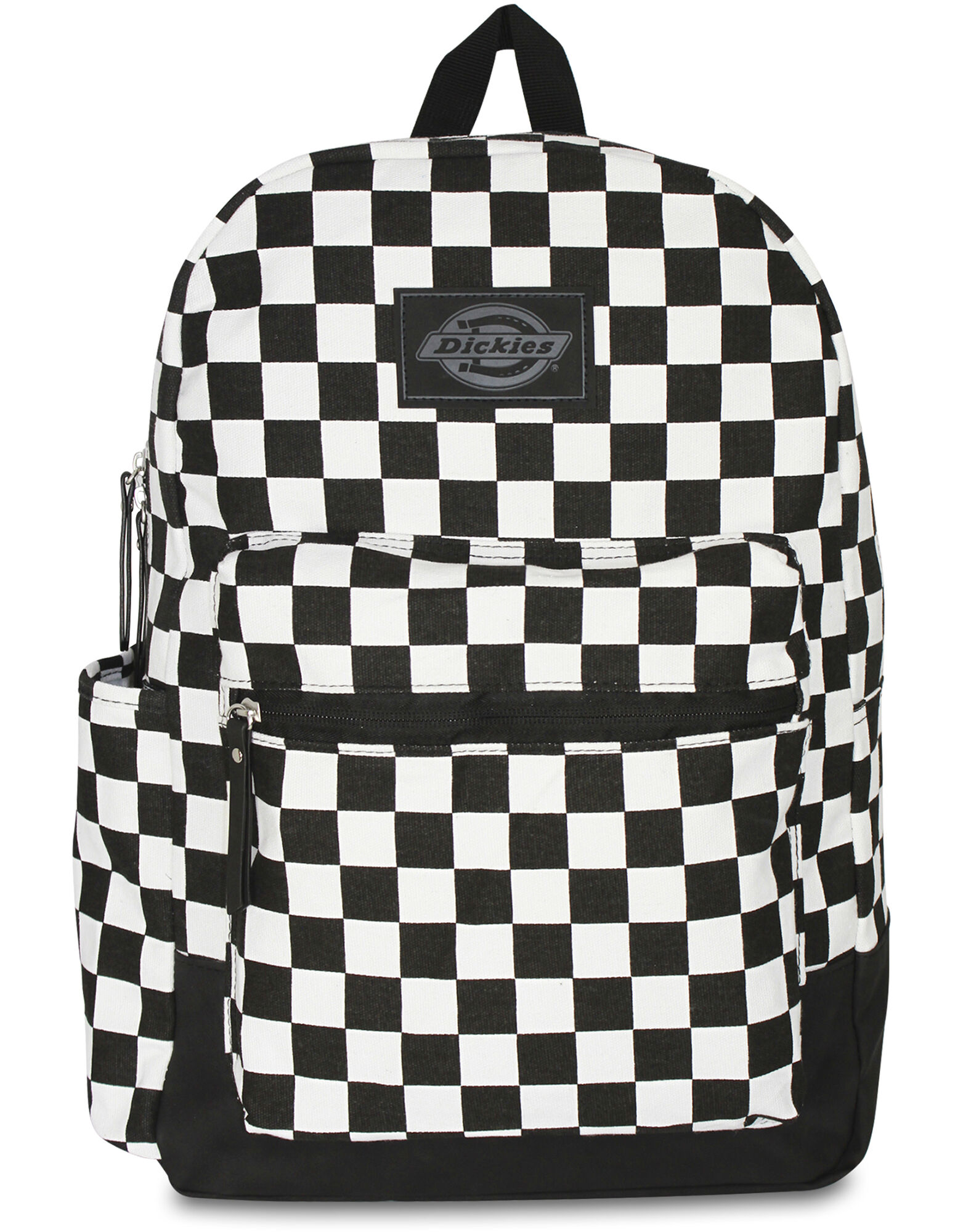 black and white check backpack