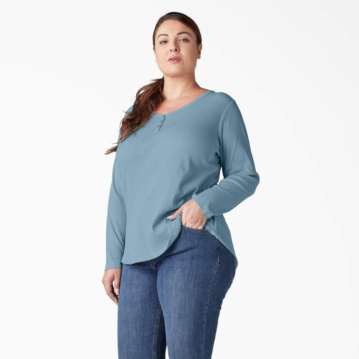 Women's Plus Henley Long Sleeve Shirt - Clear Blue (EU) image number 3