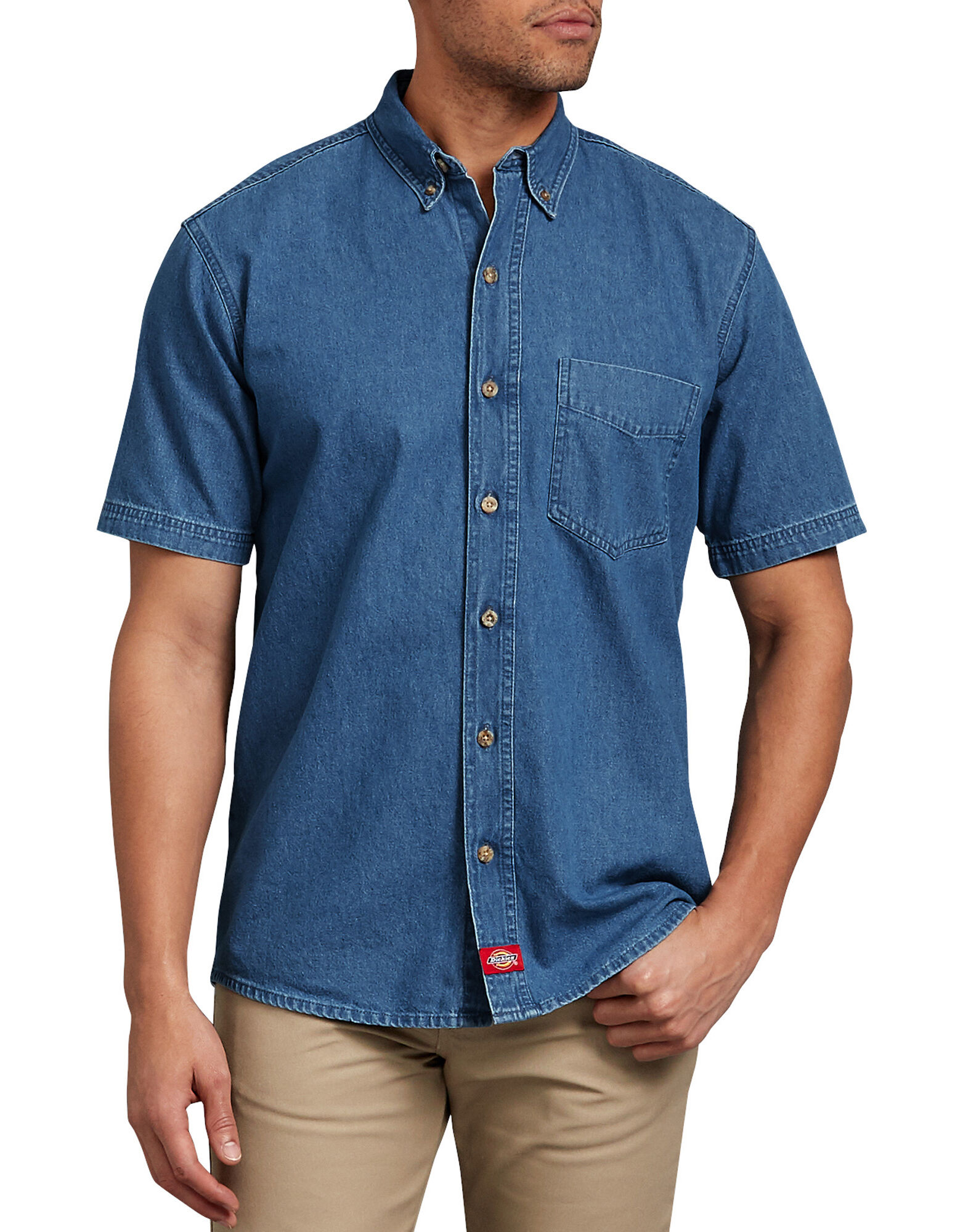 short sleeve denim button up