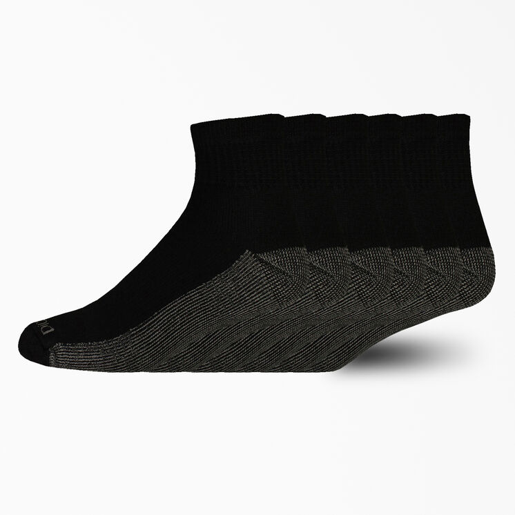 Moisture Control Quarter Socks, Size 6-12, 6-Pack - Black &#40;BK&#41;