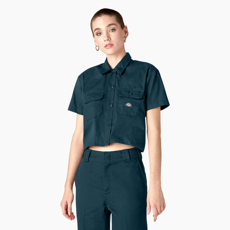 Women's Cropped Work Shirt - Reflecting Pond (YT9) image number 1