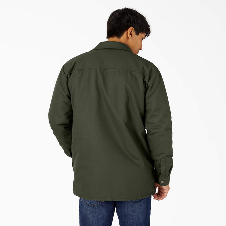 Flannel Lined Duck Shirt Jacket - Olive Green (OG) image number 2
