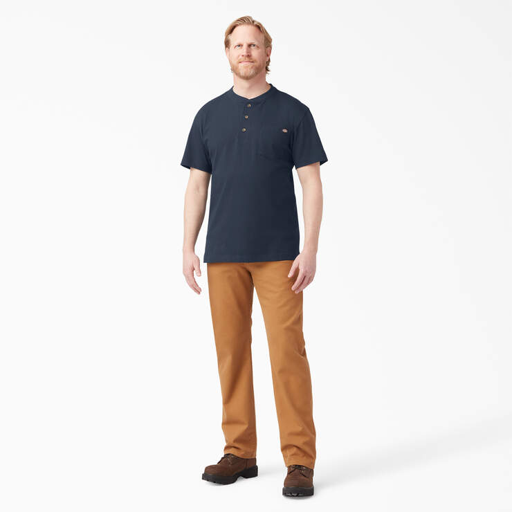 Heavyweight Short Sleeve Henley T-Shirt - Dark Navy (DN) image number 7