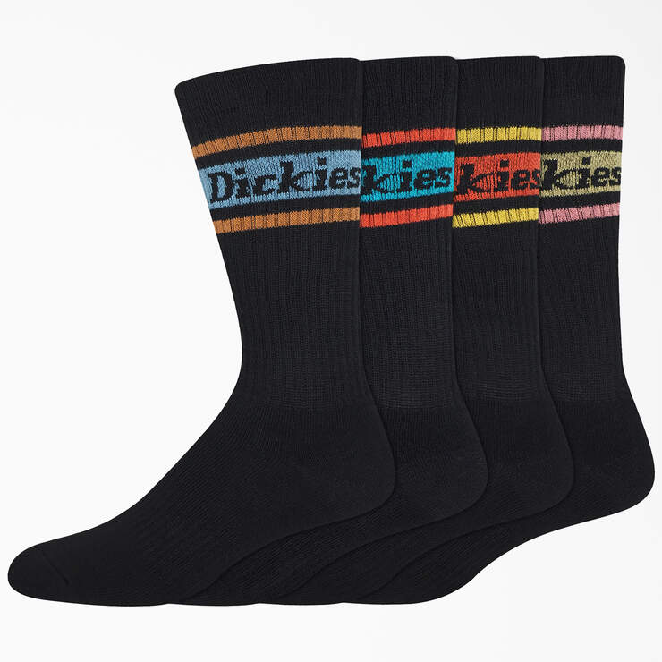 Rugby Stripe Socks, Size 6-12, 4-Pack - Black/Spring Stripe (BSN) image number 1