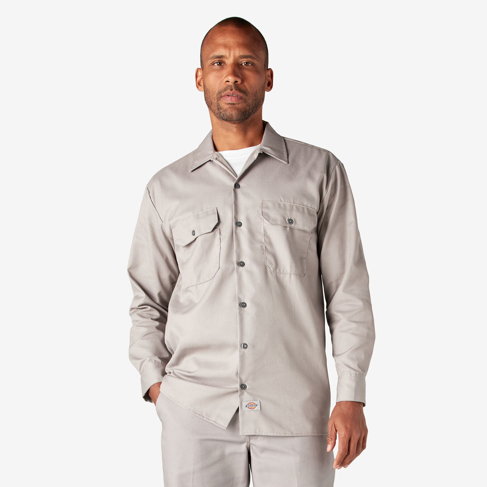 Long Sleeve Work Shirt Silver | Men's Shirts Dickies