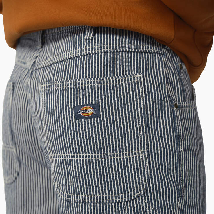 Hickory Stripe Relaxed Fit Carpenter Shorts, 11" - Ecru/Airforce Blue (EUA) image number 5