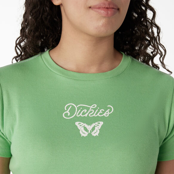 Women&#39;s Butterfly Graphic Cropped Baby T-Shirt - Apple Mint &#40;AR2&#41;