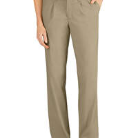 Women's Relaxed Fit Straight Leg Pleated Front Pants - Desert Sand (DS)