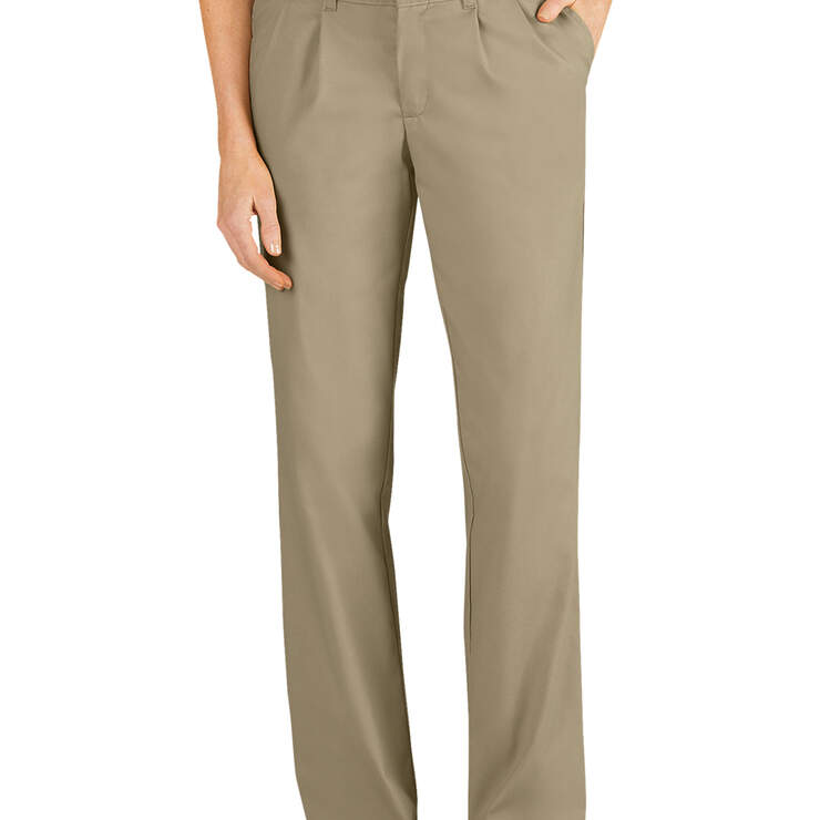 Women's Relaxed Fit Straight Leg Pleated Front Pants - Desert Sand (DS) image number 1