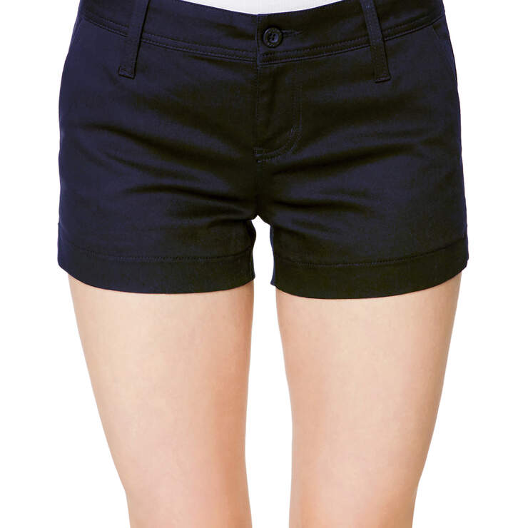 Dickies Girl Juniors' 4-Pocket 3" Shorts - Navy Blue (NVY) image number 1