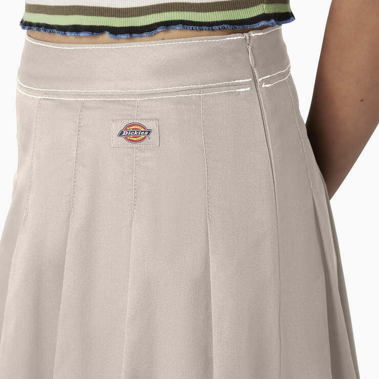 Women's Twill Pleated Skirt - Stone (ST) image number 6