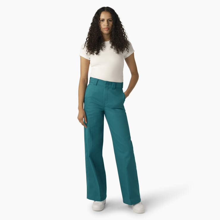 High Waisted Wide Legged Pants with Adjustable Drawstring and 2 Pockets