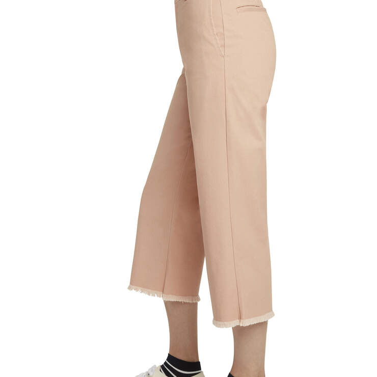 Dickies Girl Juniors' Freyed Hem 23" High Rise Work Cropped Pants - Blush Pink (SH) image number 3